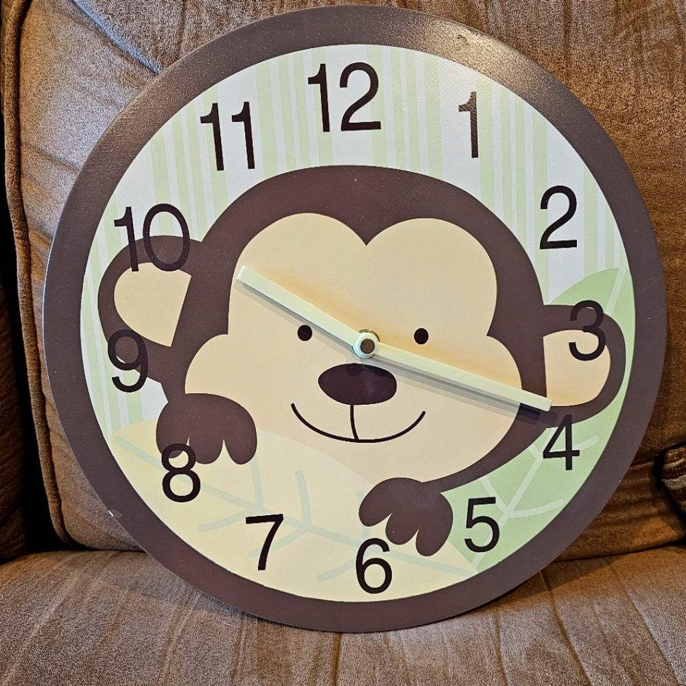 Monkey Wall Clock - Brown and Cream